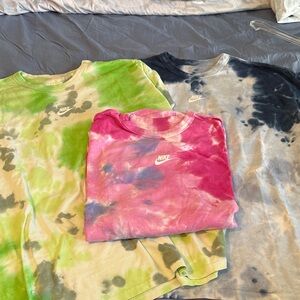 Nike Short Sleeve Tie-Dye Tees - Pink, Green, and Black